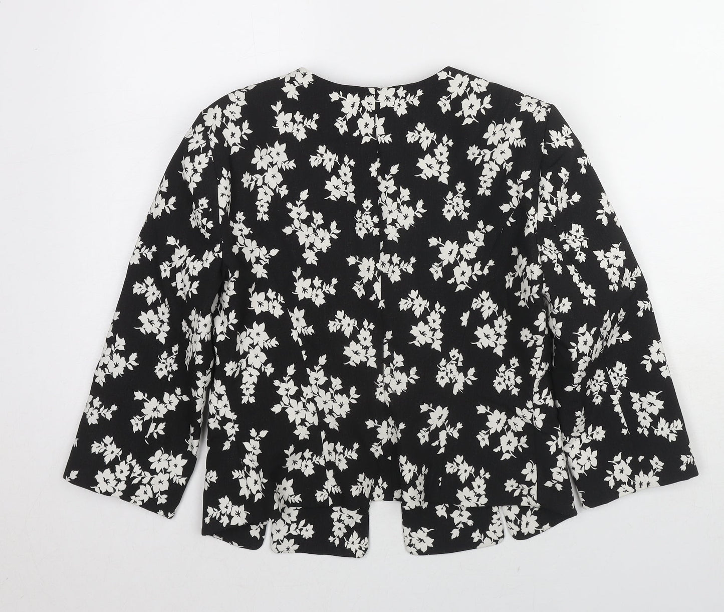 adL Womens Black Floral Jacket Blazer Size S