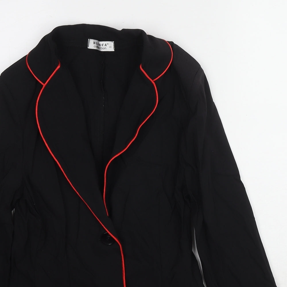 Bianca Womens Black Jacket Blazer Size 12 Button