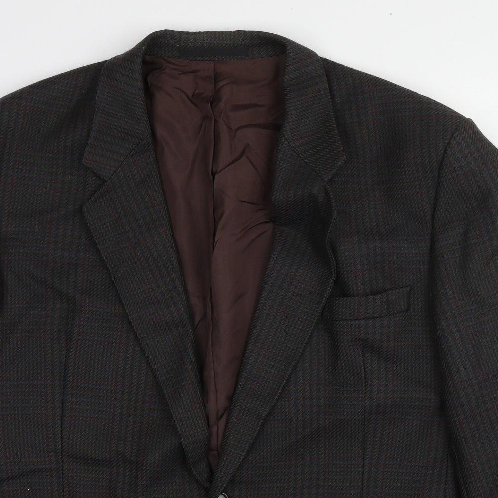 Westbury Mens Black Plaid Wool Jacket Suit Jacket Size 44 Regular