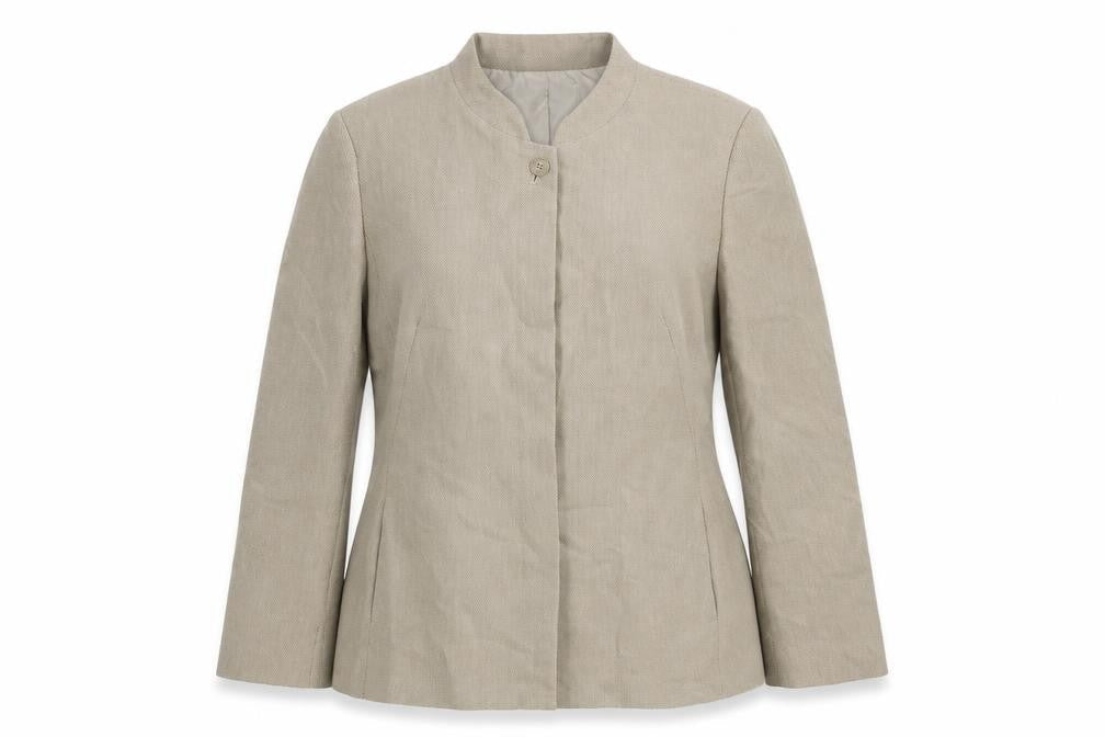 Marks and Spencer Womens Beige Geometric Jacket Blazer Size 12 Button