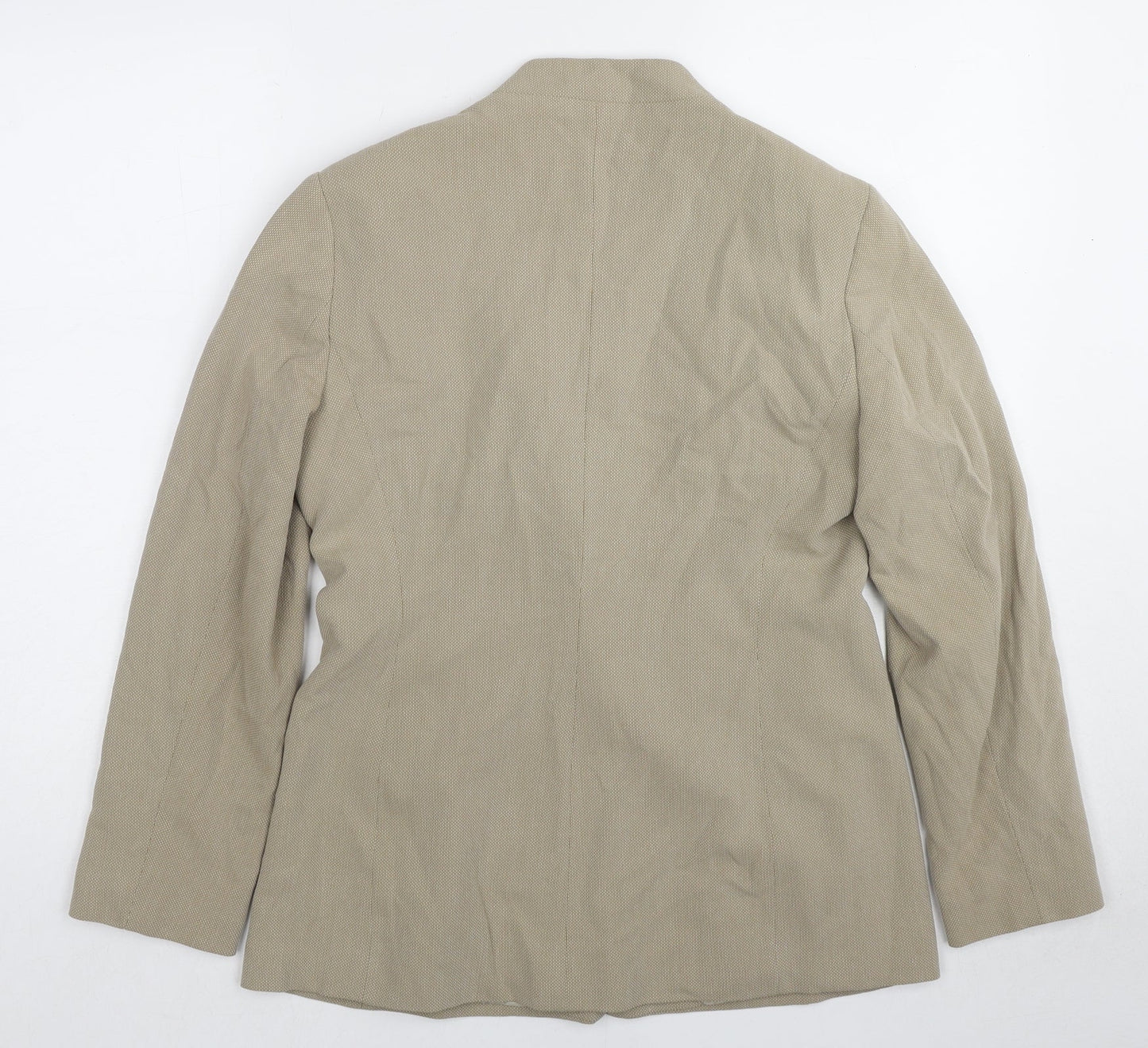 Marks and Spencer Womens Beige Geometric Jacket Blazer Size 12 Button