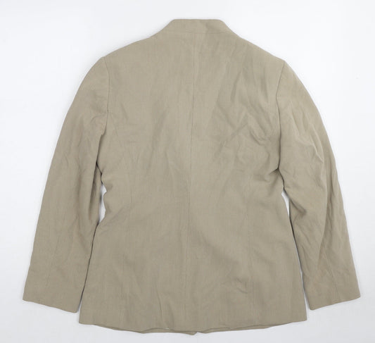 Marks and Spencer Womens Beige Geometric Jacket Blazer Size 12 Button