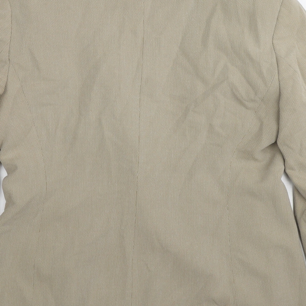 Marks and Spencer Womens Beige Geometric Jacket Blazer Size 12 Button