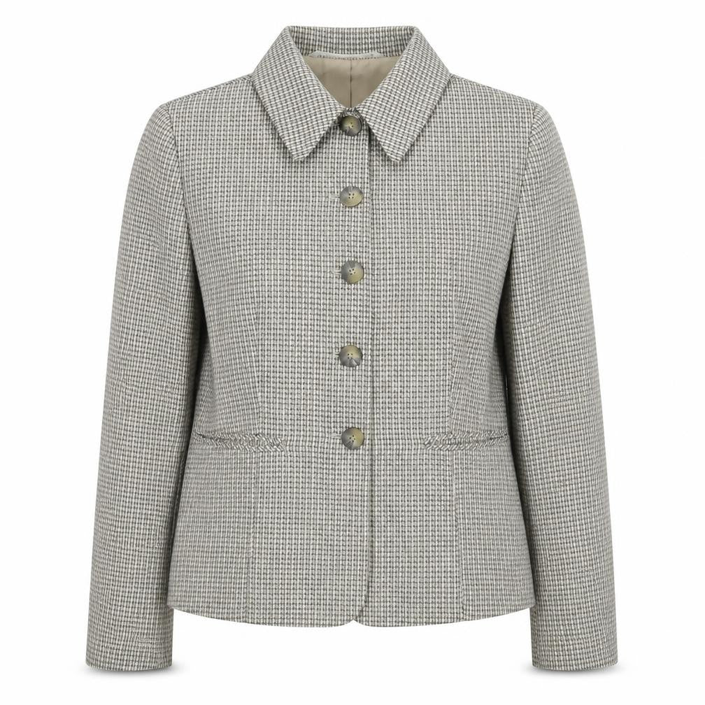 St Michael Womens Beige Geometric Jacket Blazer Size 8 Button