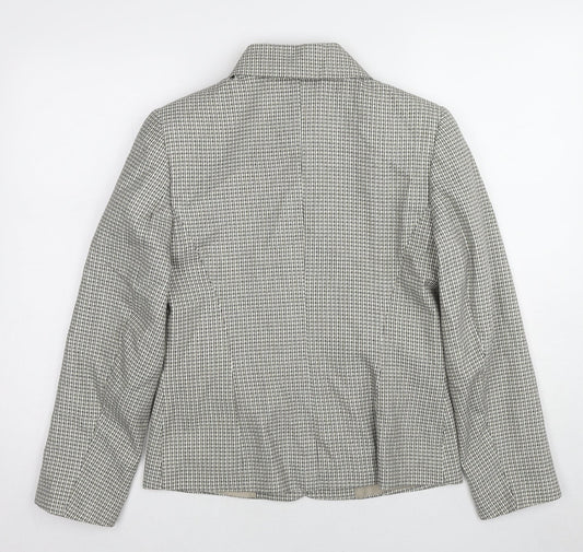 St Michael Womens Beige Geometric Jacket Blazer Size 8 Button