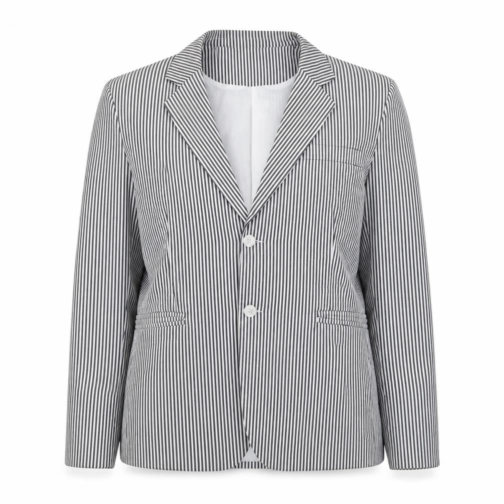 Allegra K Womens Black Striped Cotton Jacket Blazer Size 14