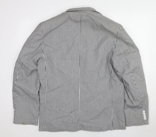 Allegra K Womens Black Striped Cotton Jacket Blazer Size 14