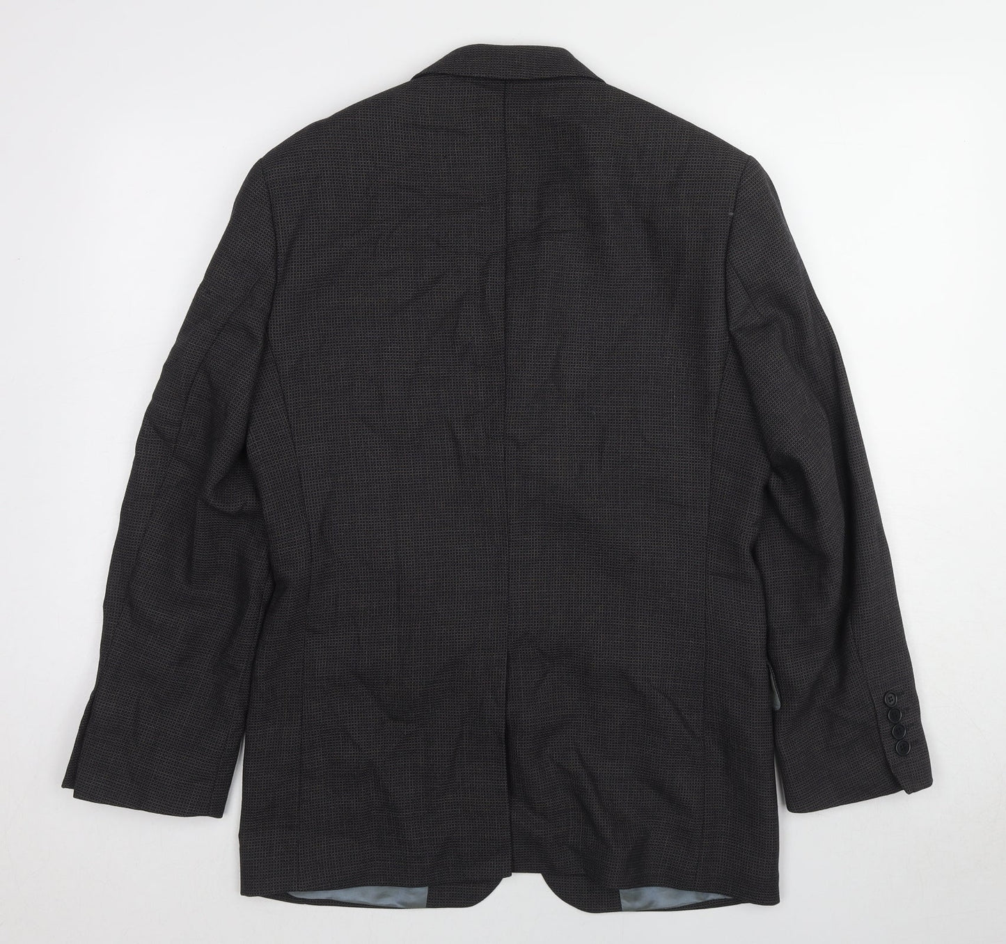 Marks and Spencer Mens Black Geometric Wool Jacket Suit Jacket Size 36 Regular