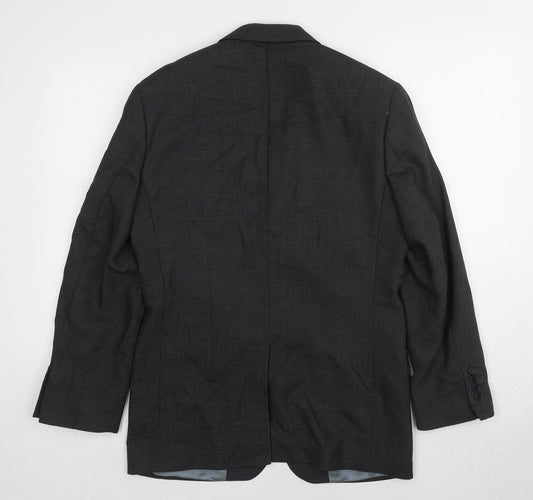 Marks and Spencer Mens Black Geometric Wool Jacket Suit Jacket Size 36 Regular