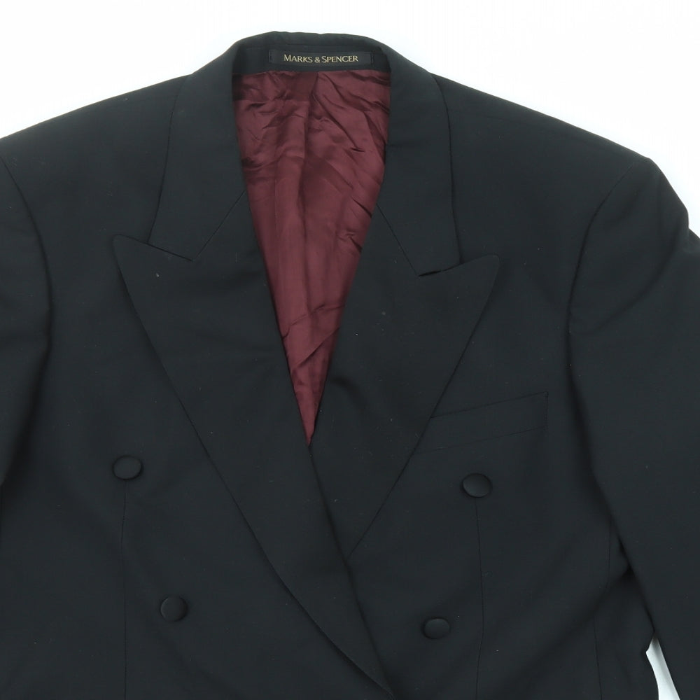 Marks and Spencer Mens Black Polyester Jacket Suit Jacket Size 40 Regular