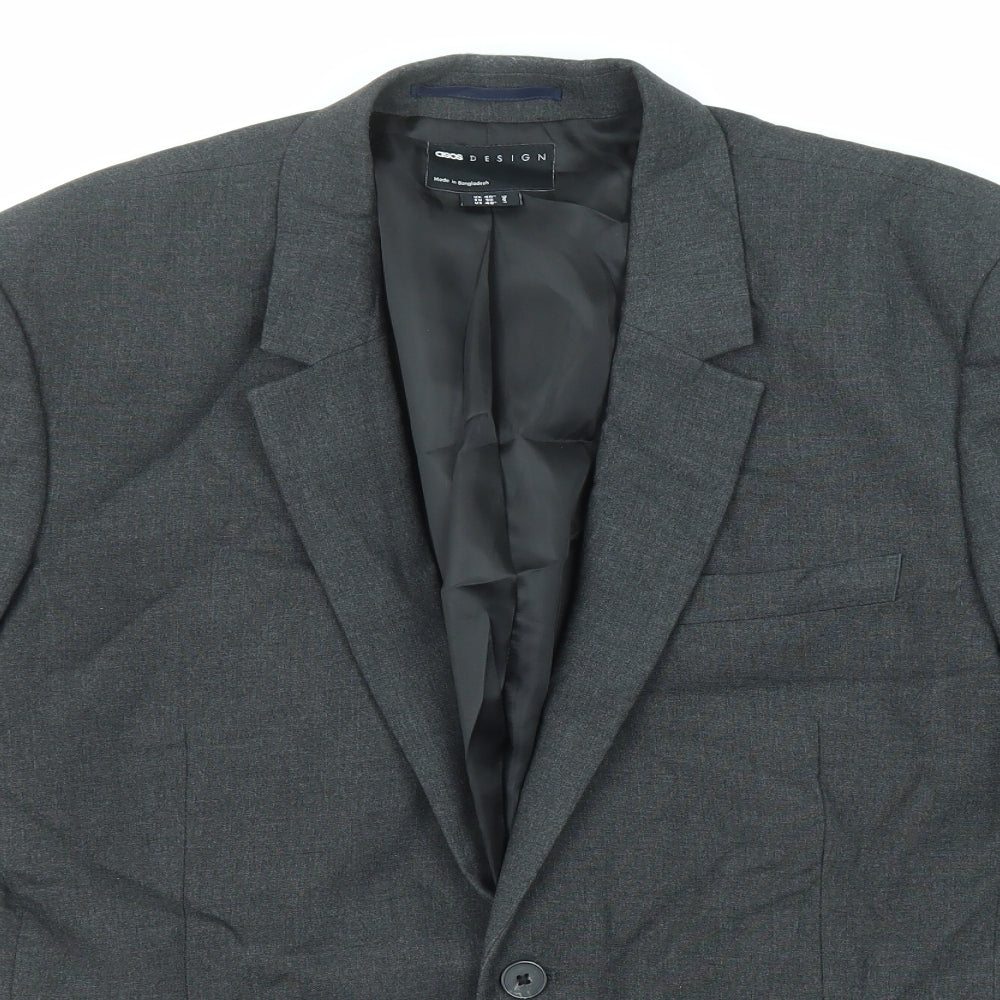 ASOS Mens Grey Polyester Jacket Suit Jacket Size 40 Regular