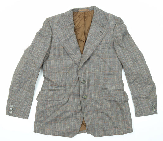 John Weitz Mens Grey Plaid Viscose Jacket Blazer Size 42 Regular
