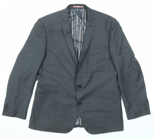 Flintoff Mens Grey Wool Jacket Suit Jacket Size 42 Regular