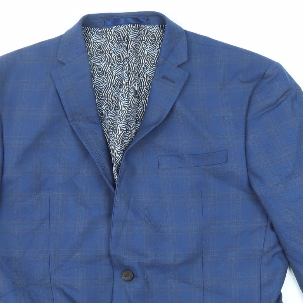 Limehaus Mens Blue Striped Polyester Jacket Suit Jacket Size 40 Regular