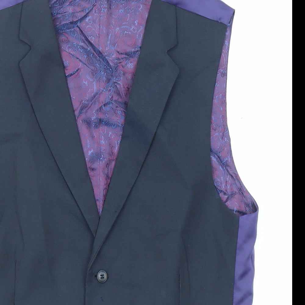 Gibson Mens Blue Wool Jacket Suit Waistcoat Size 40 Regular