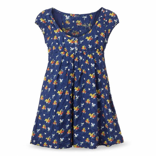 Jack Wills Womens Blue Floral 100% Cotton A-Line Size 8 Scoop Neck Button