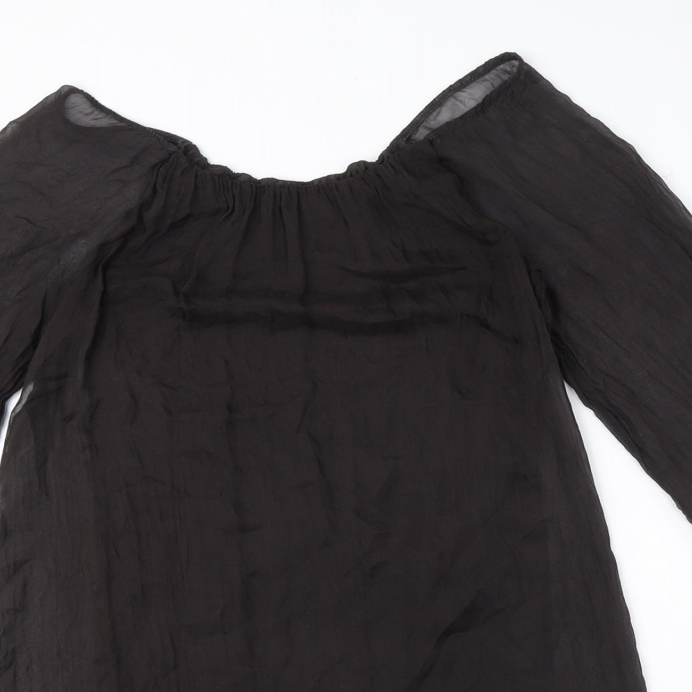 Phase Eight Womens Black Polyester Sheath Size M Boat Neck Pullover