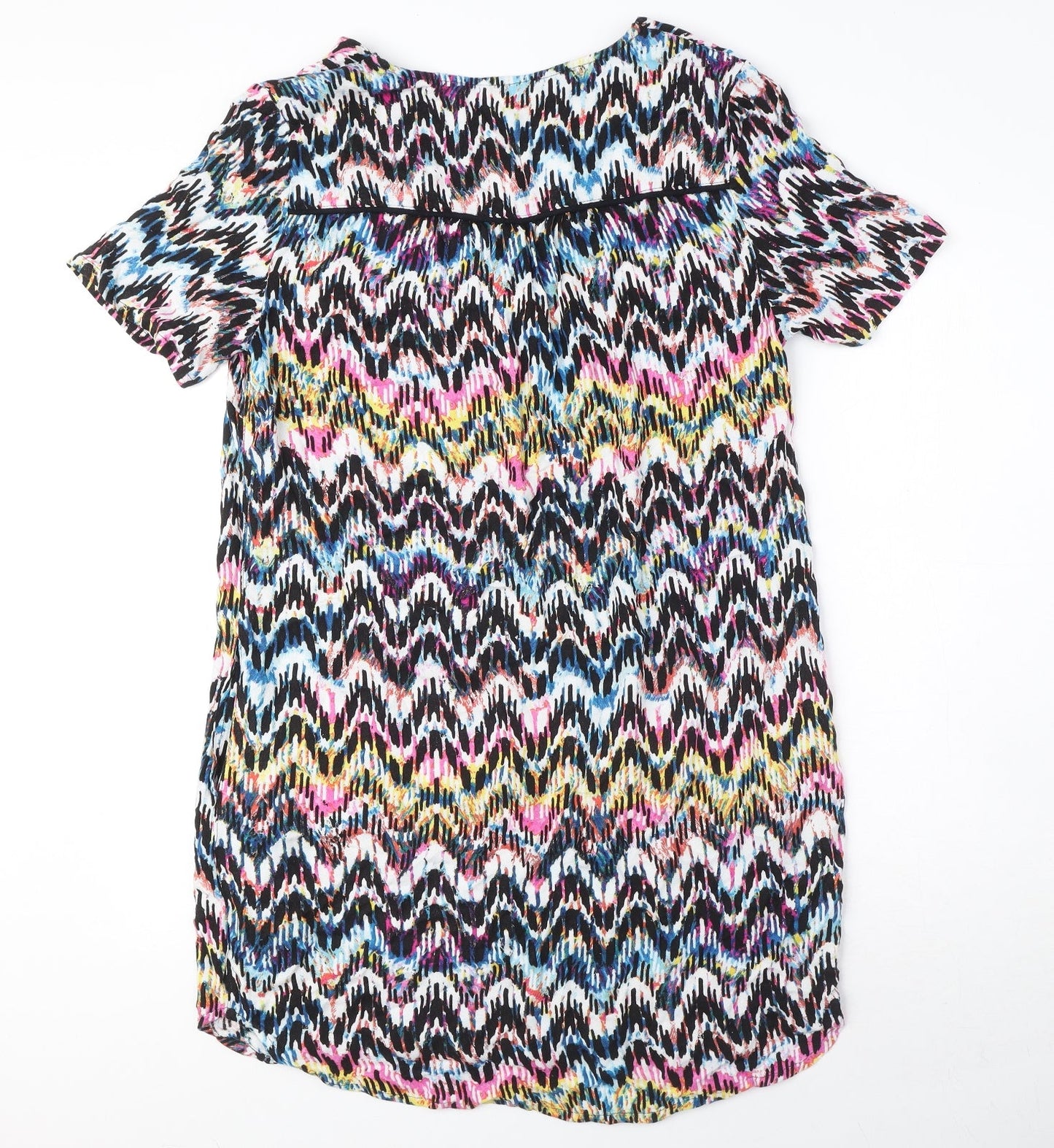 Warehouse Womens Multicoloured Geometric Polyester A-Line Size 12 V-Neck Pullover