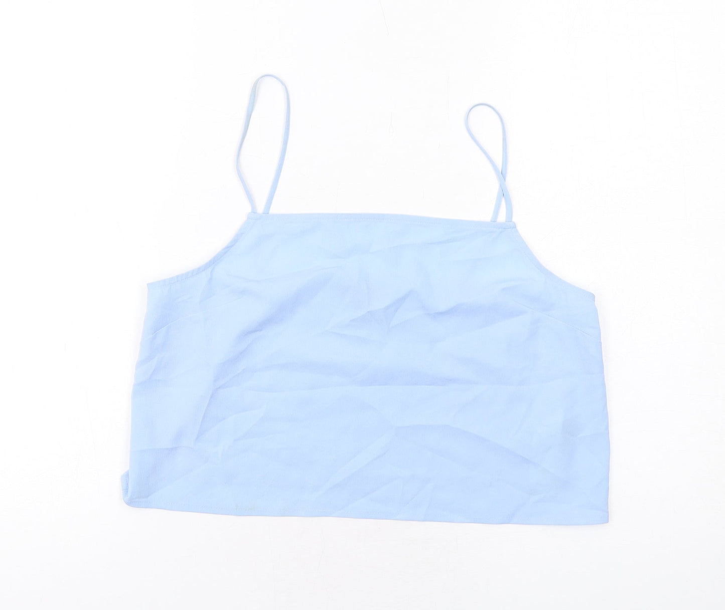 Topshop Womens Blue Polyester Cropped Tank Size 10 Square Neck