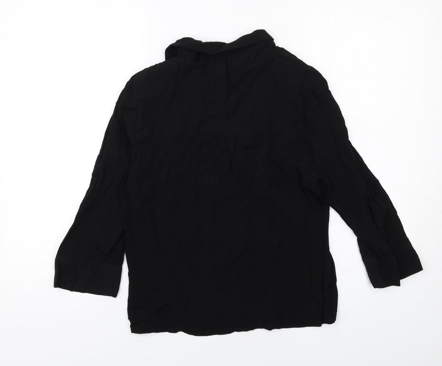 Bershka Womens Black Viscose Basic Button-Up Size S Collared