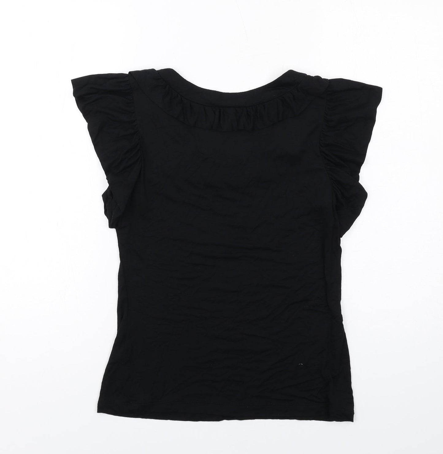 Betty Jackson Womens Black Viscose Basic T-Shirt Size 8 Round Neck