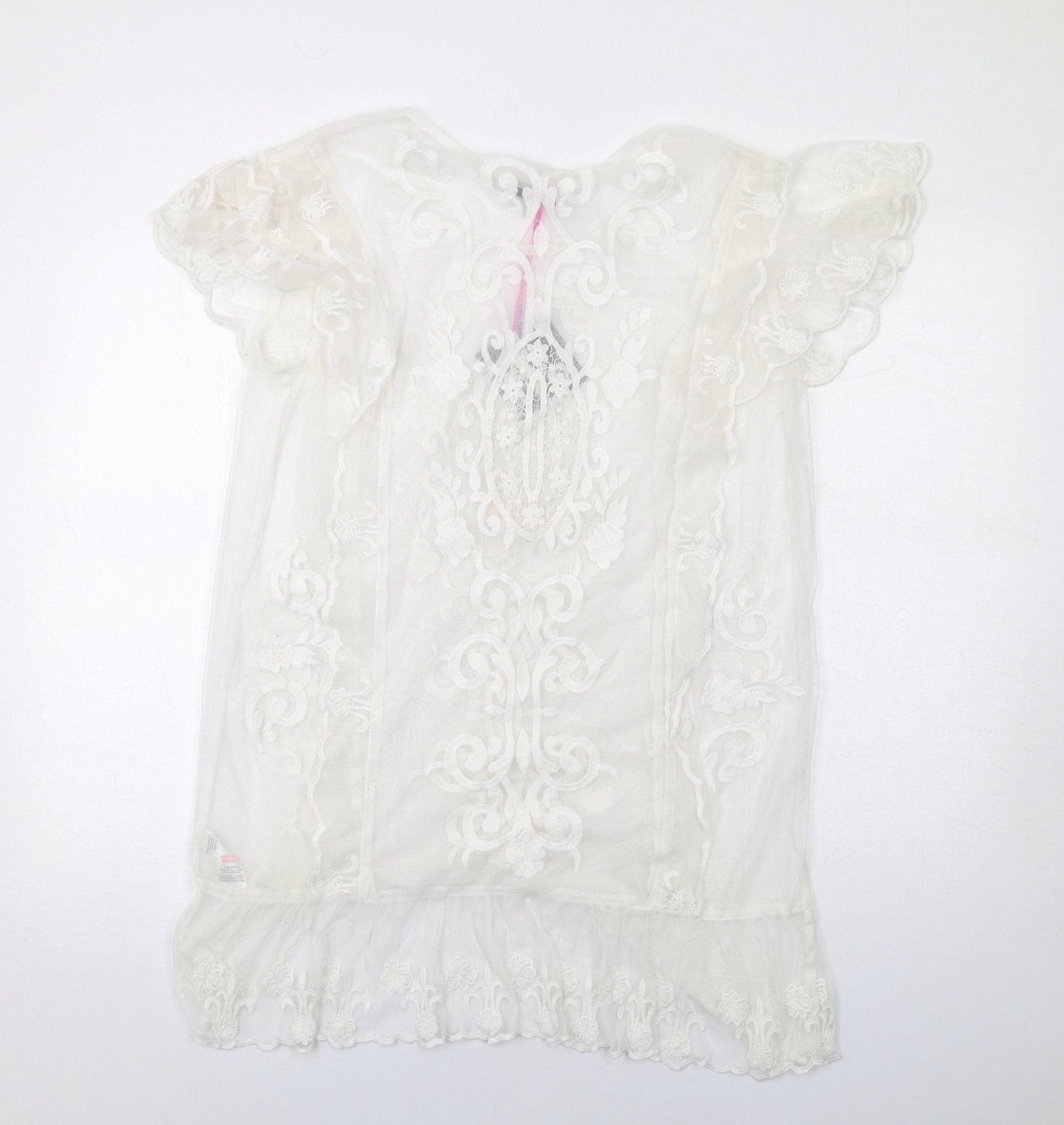 Very Womens White Polyester T-Shirt Dress Size 10 Round Neck Pullover