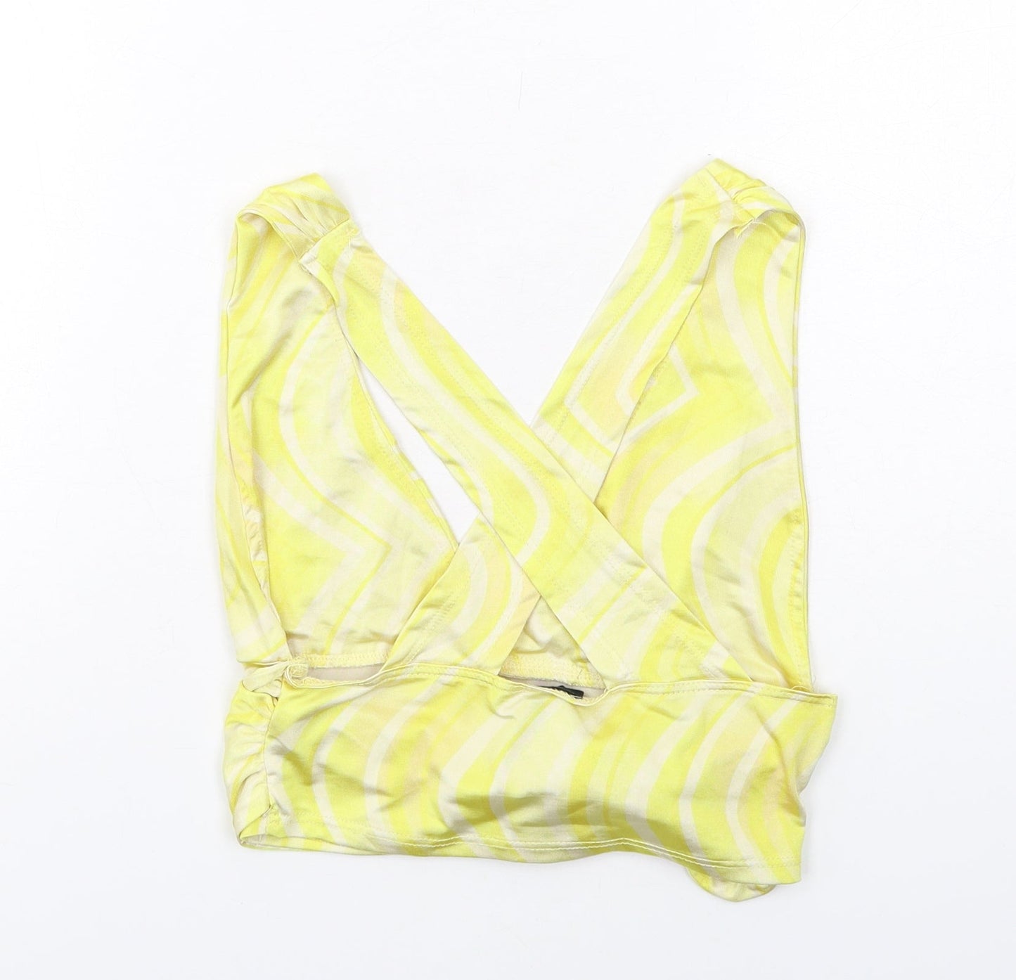 Urban Outfitters Womens Yellow Geometric Polyester Cropped Tank Size S V-Neck