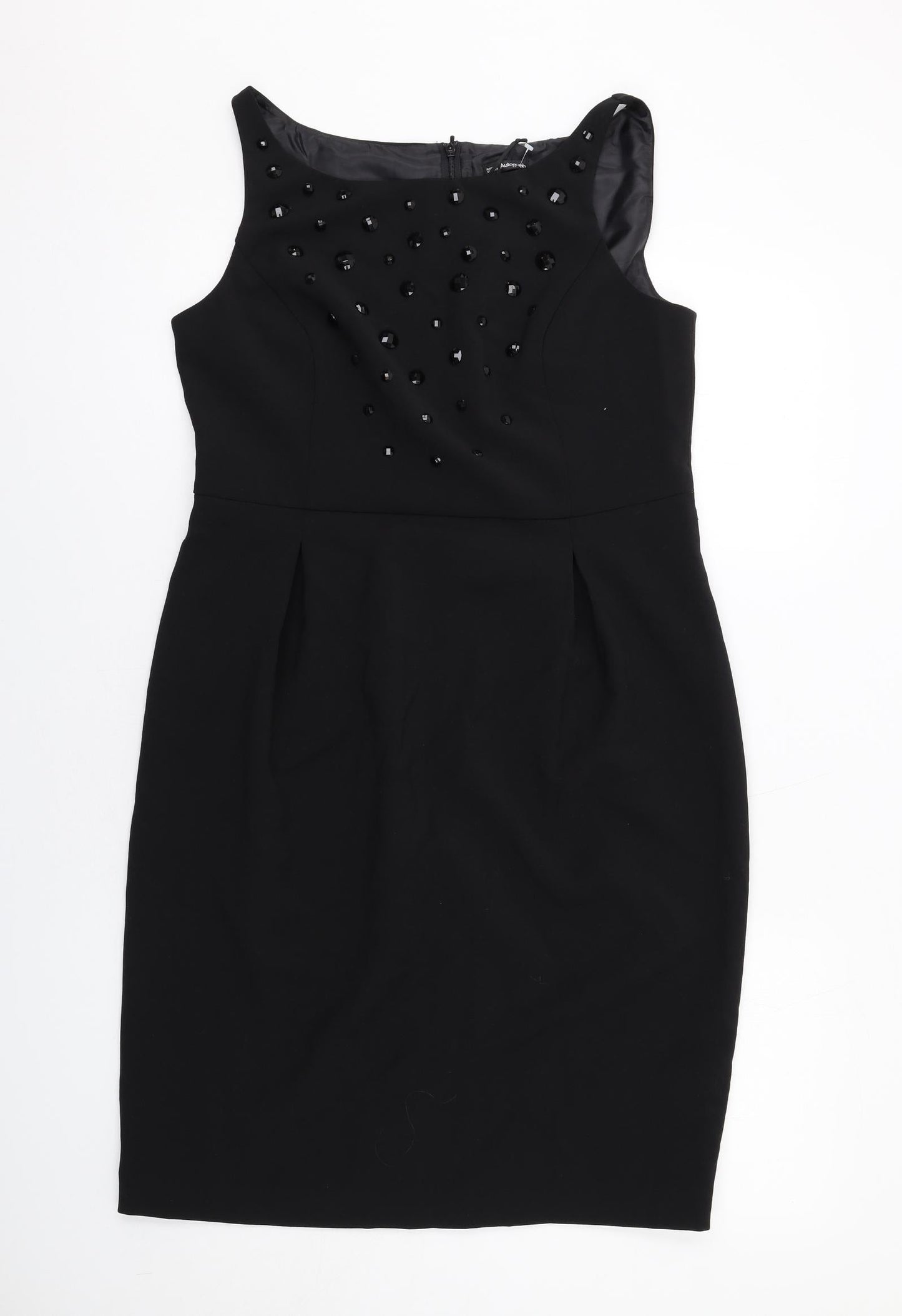 Autograph Womens Black Polyester Shift Size 14 Boat Neck Zip