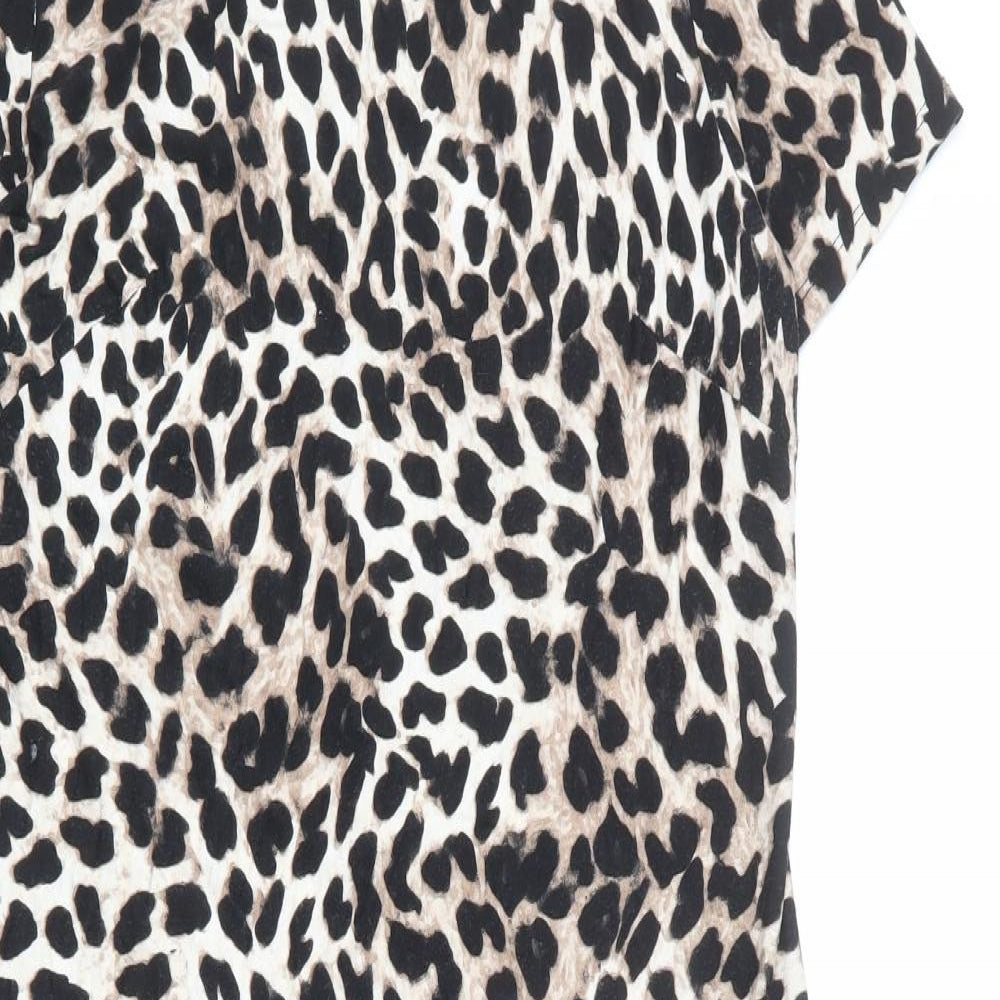 Dorothy Perkins Womens Multicoloured Animal Print Viscose Shift Size 14 Round Neck Pullover - Cheetah pattern
