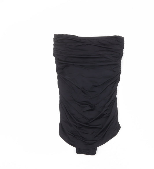 ASOS Womens Black Polyamide One Piece Size 10 - Ruched