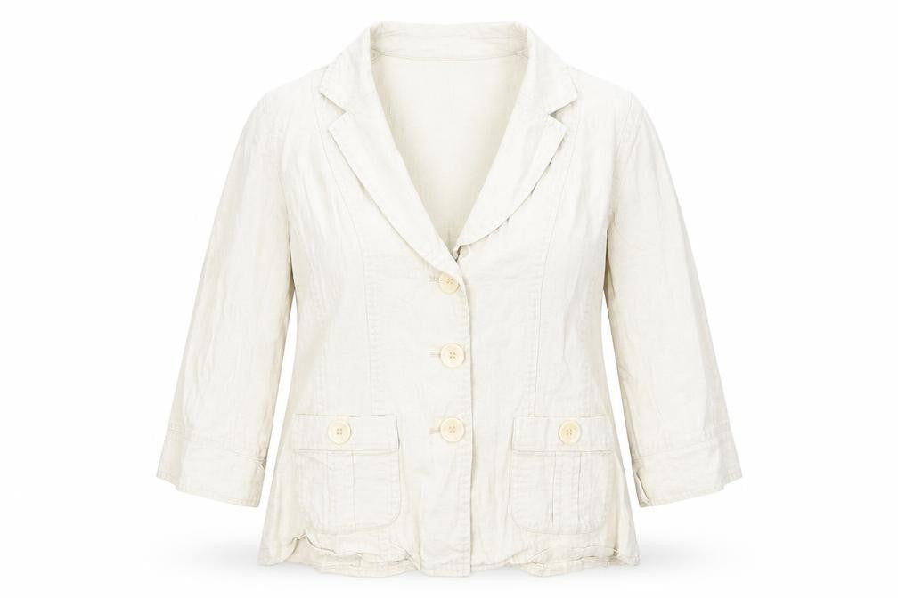 EWM Womens Beige Jacket Blazer Size 14 Button