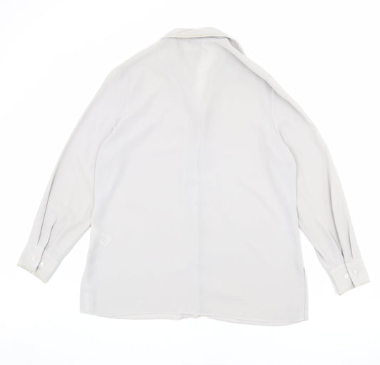 St Michael Womens Grey Polyester Basic Button-Up Size 14 Collared