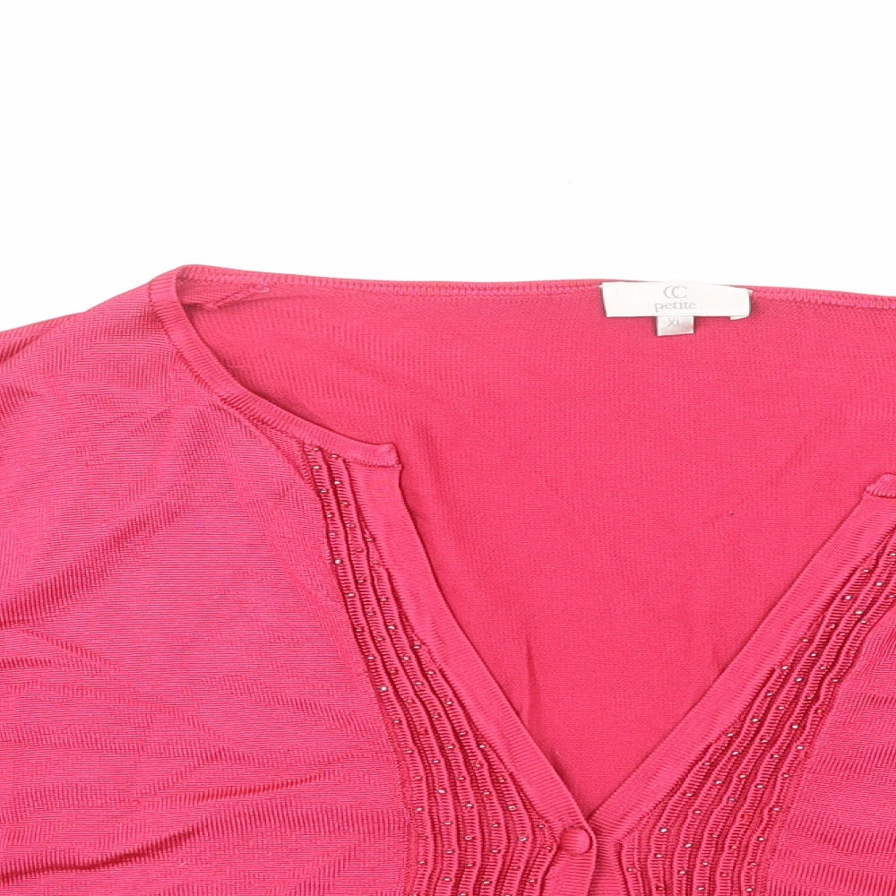 CC Womens Pink V-Neck Viscose Cardigan Jumper Size XL