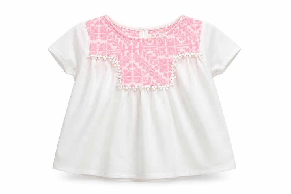 Zara Girls White Polyester Basic Blouse Size 4 Years Round Neck Button