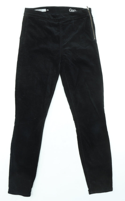 Gap Womens Black Cotton Trousers Size 26 in L28 in Regular Zip