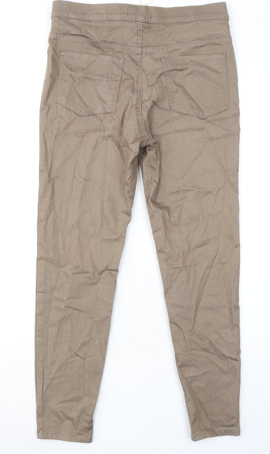 Marks and Spencer Womens Beige Cotton Trousers Size 30 in L26 in Regular