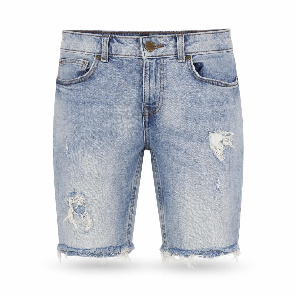 River Island Mens Blue Cotton Chino Shorts Size 26 in L9 in Regular Zip