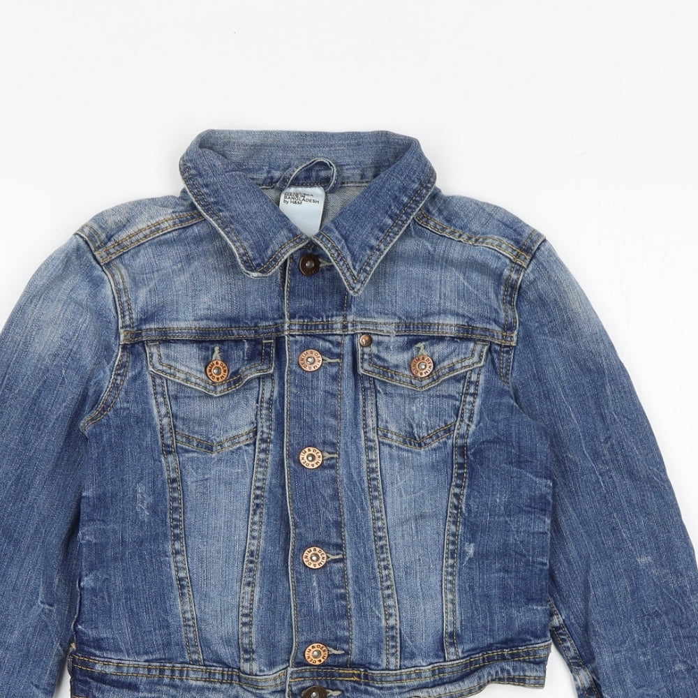 H&M Womens Blue Jacket Size 6 Button