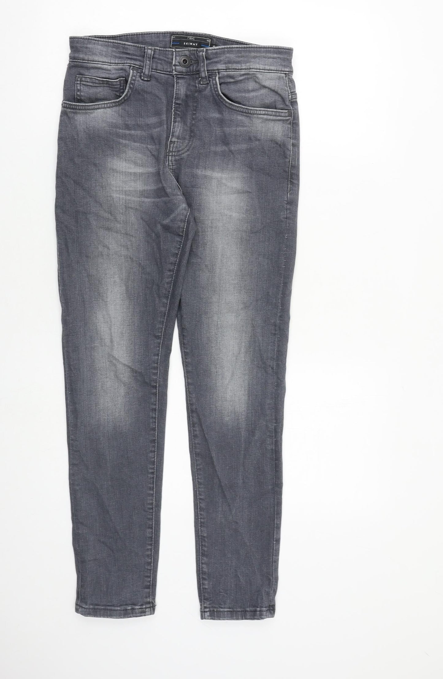 NEXT Mens Grey Cotton Tapered Jeans Size 28 in L28 in Slim Zip