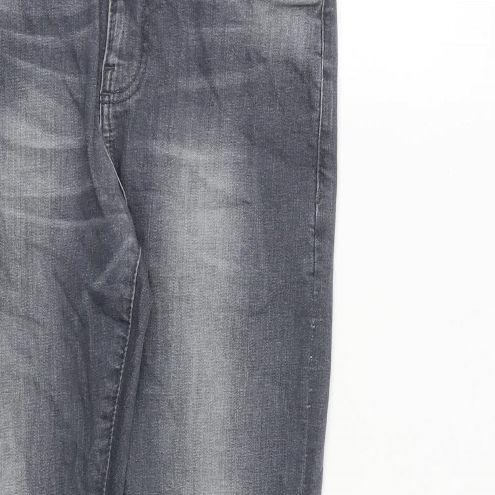 NEXT Mens Grey Cotton Tapered Jeans Size 28 in L28 in Slim Zip