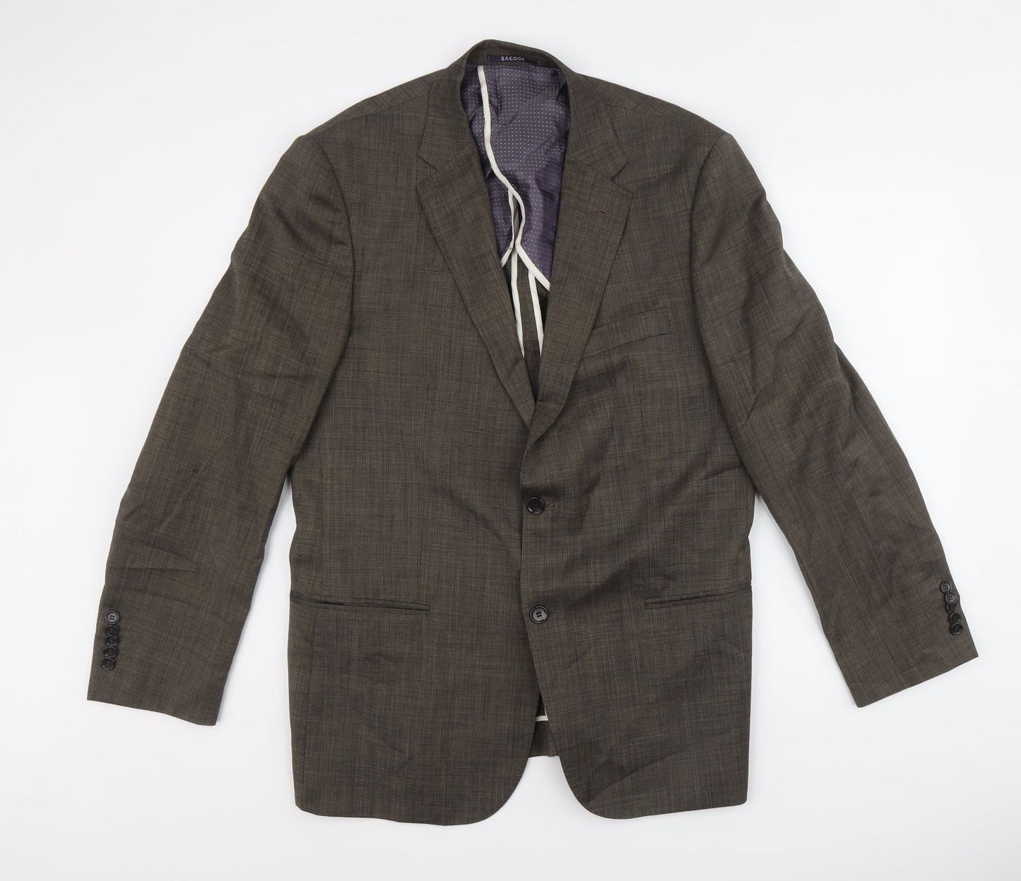 Sacoor Mens Grey Wool Jacket Blazer Size 54 Regular - Five button sleeve