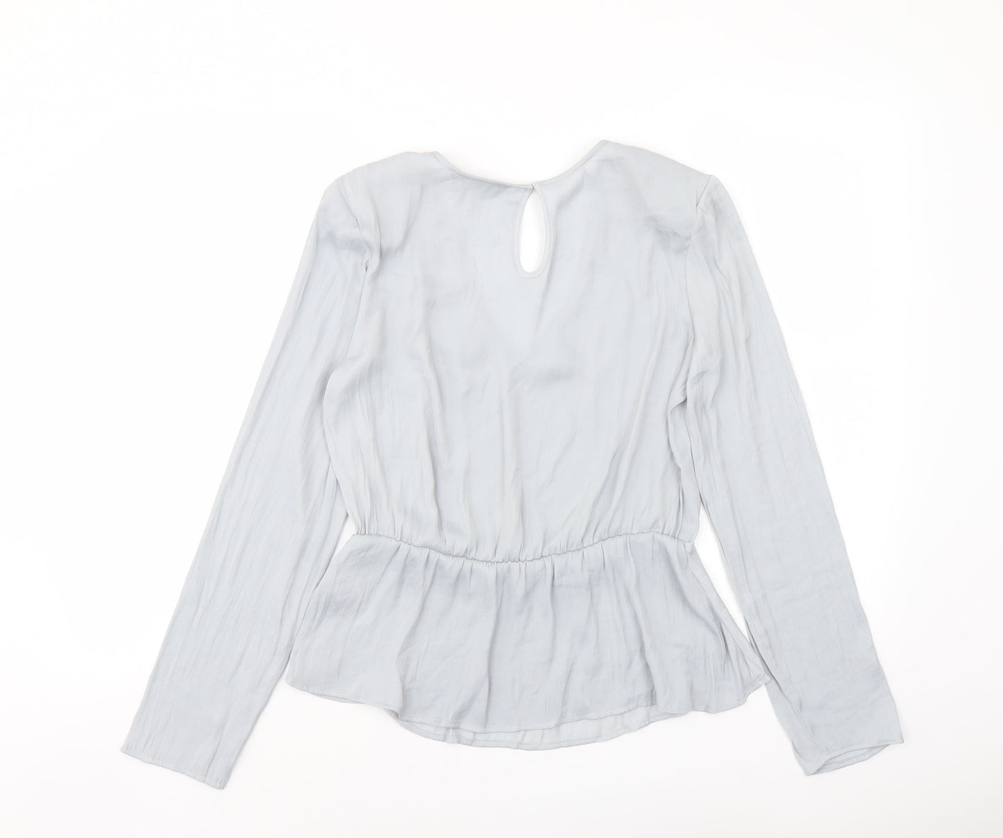Marks and Spencer Womens Grey Polyester Basic Blouse Size 8 V-Neck - Peplum
