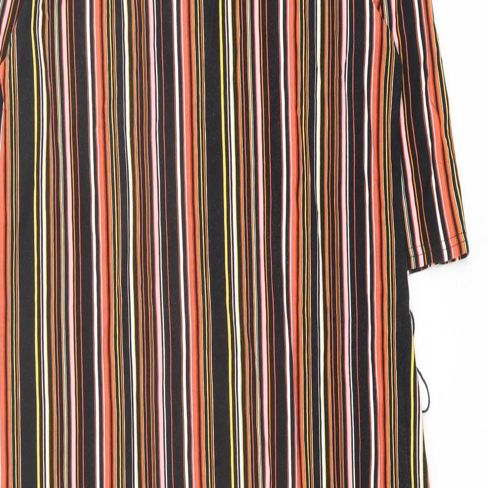 Warehouse Womens Multicoloured Striped Viscose Shift Size 12 Boat Neck Pullover