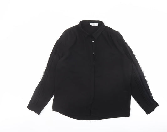 Axara Womens Black Polyester Basic Button-Up Size M Collared