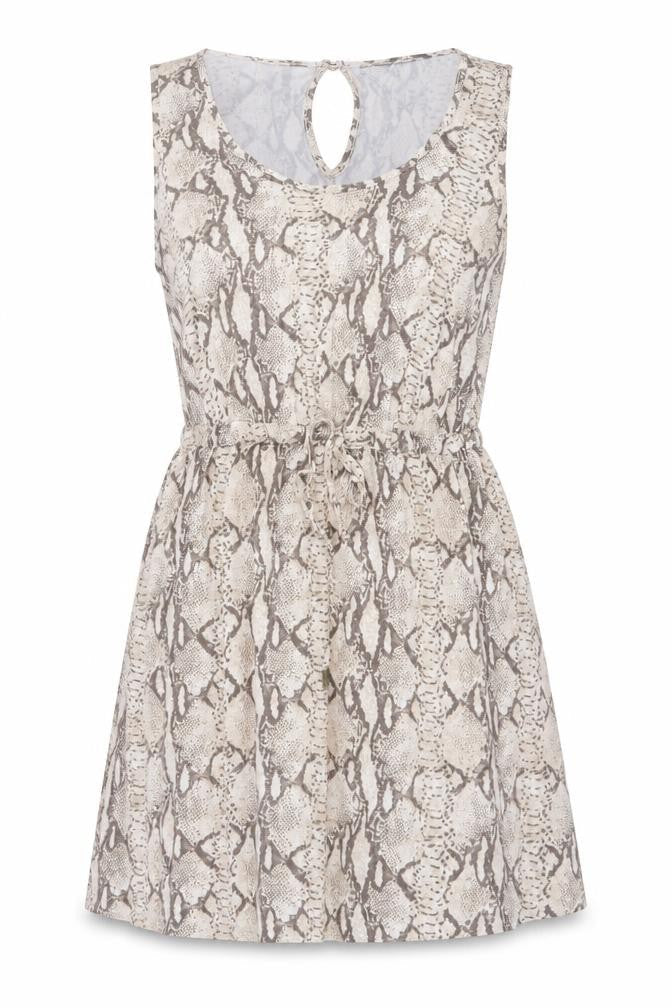 H&M Womens Beige Animal Print Viscose Tank Dress Size M Scoop Neck Pullover - Snakeskin pattern