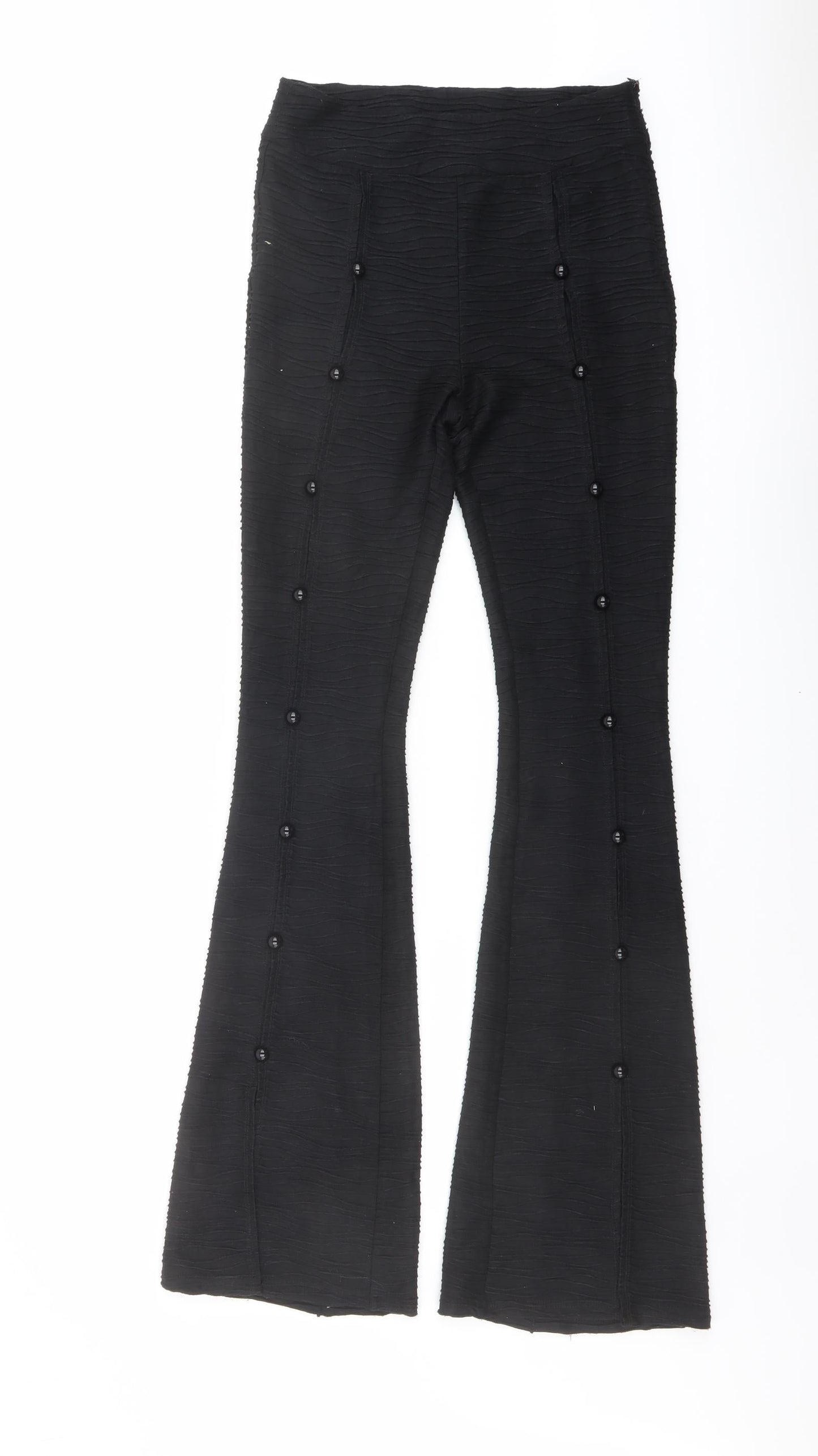 Solado Womens Black Polyester Trousers Size S L33 in Regular Zip