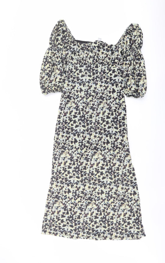Topshop Womens Multicoloured Animal Print Polyester A-Line Size 8 Square Neck Pullover