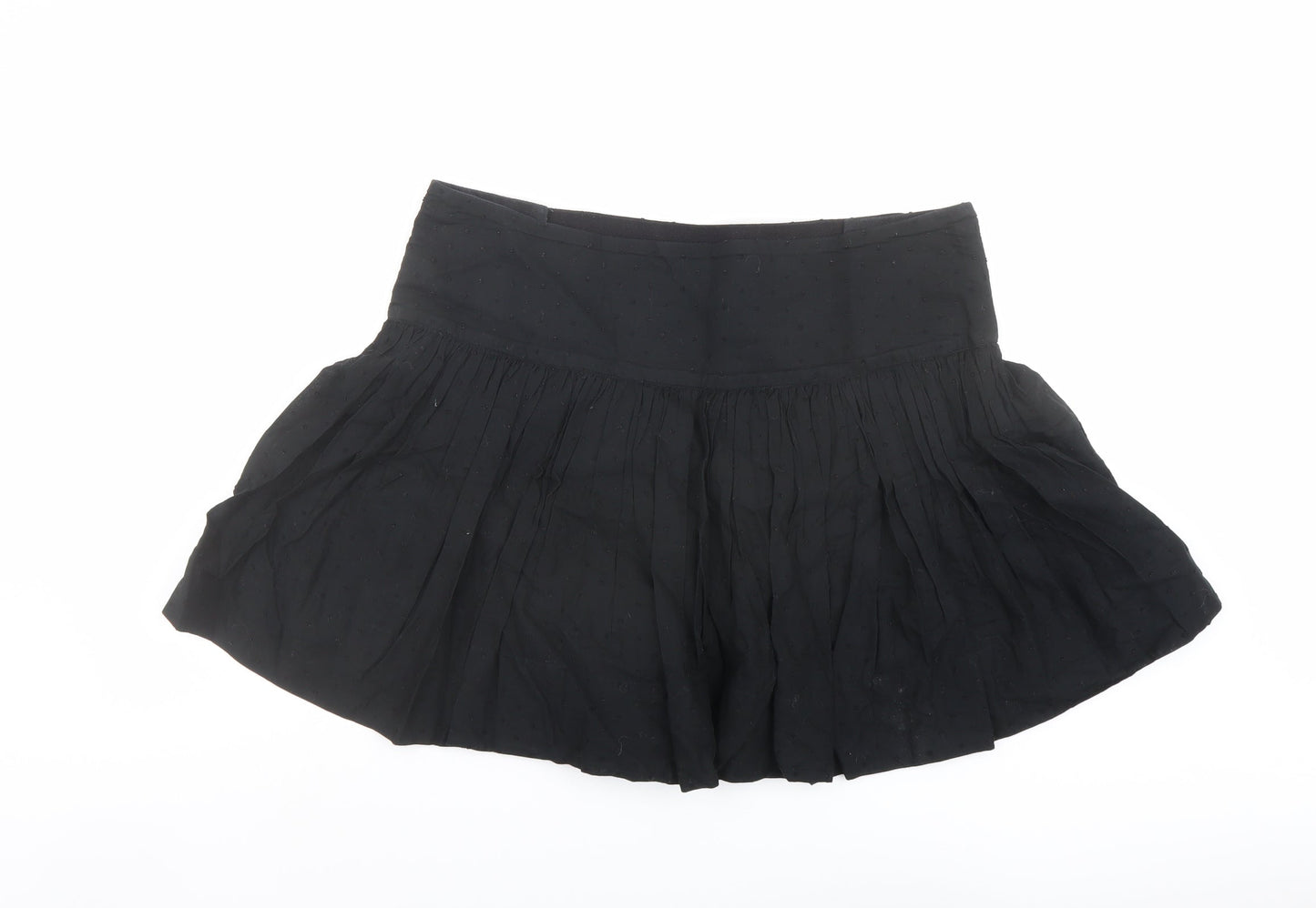 Emily and Fin Womens Black Cotton Skater Skirt Size L Button