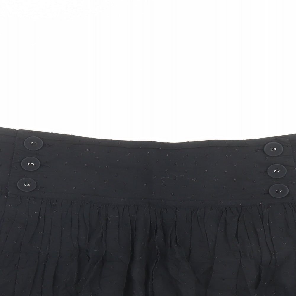 Emily and Fin Womens Black Cotton Skater Skirt Size L Button