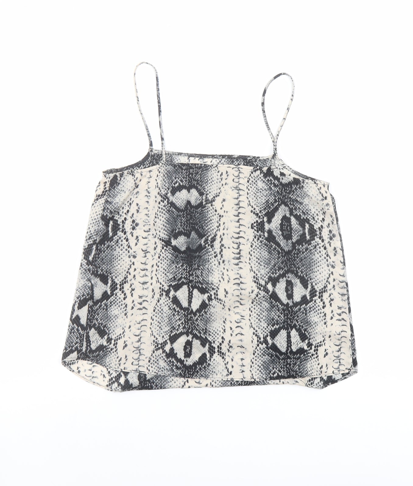 Topshop Womens Beige Animal Print Polyester Camisole Tank Size 8 Square Neck - Snakeskin Pattern